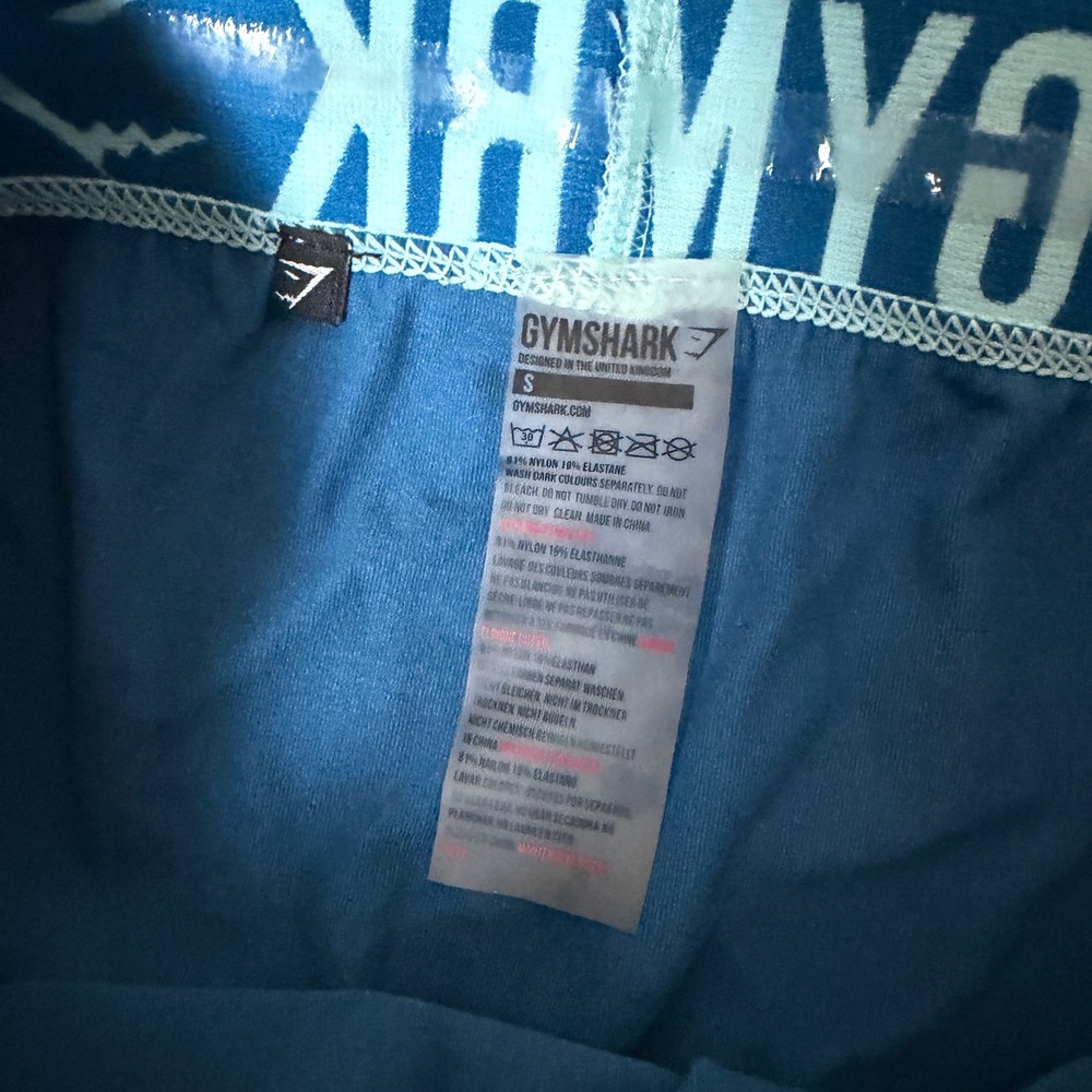 Gymshark Flex Seamless Leggings Teal Blue Small Low Rise Logo Waistband Workout - Picture 3 of 5